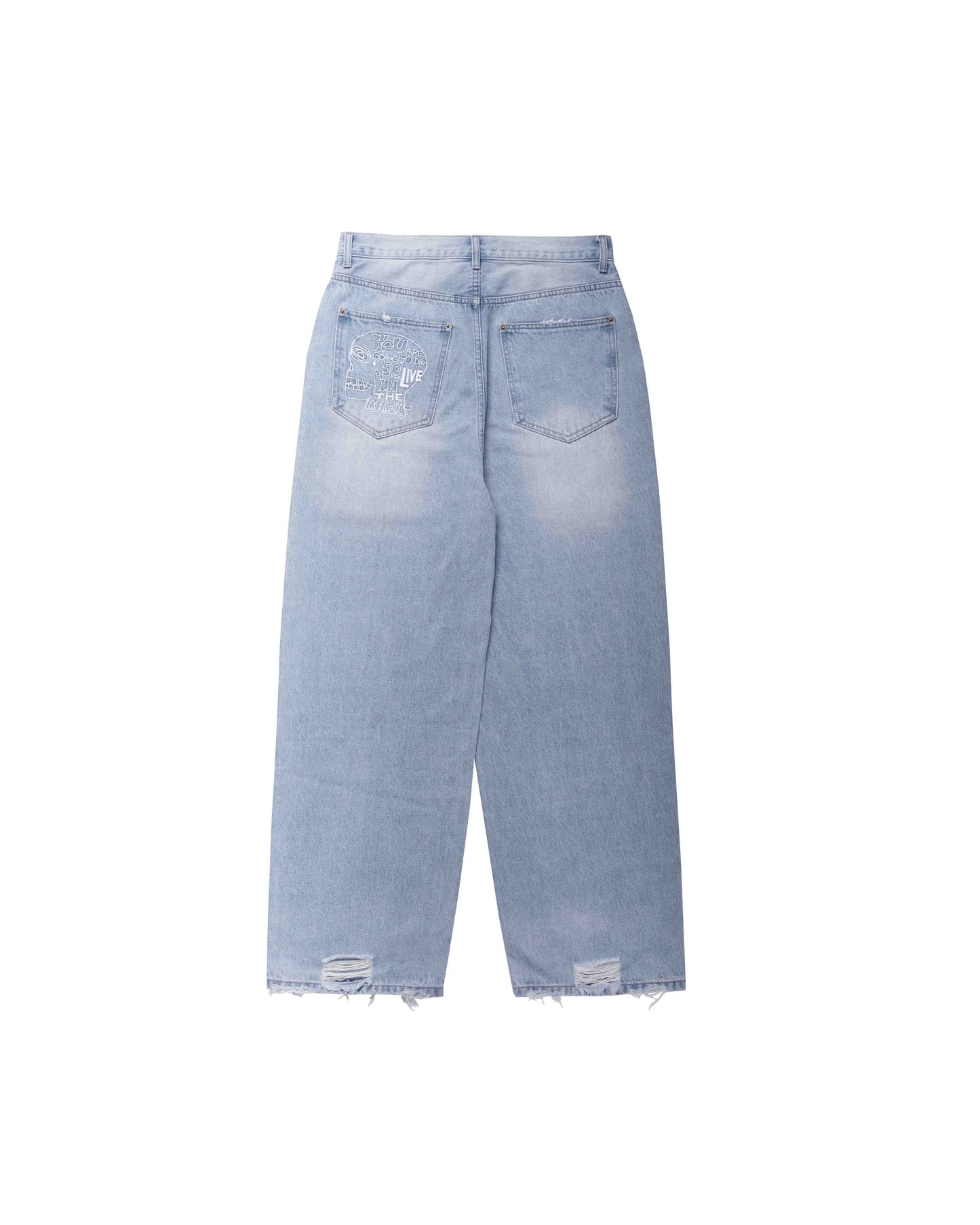 ESSENCE X SIC LEE Raw Hem Baggy Jeans