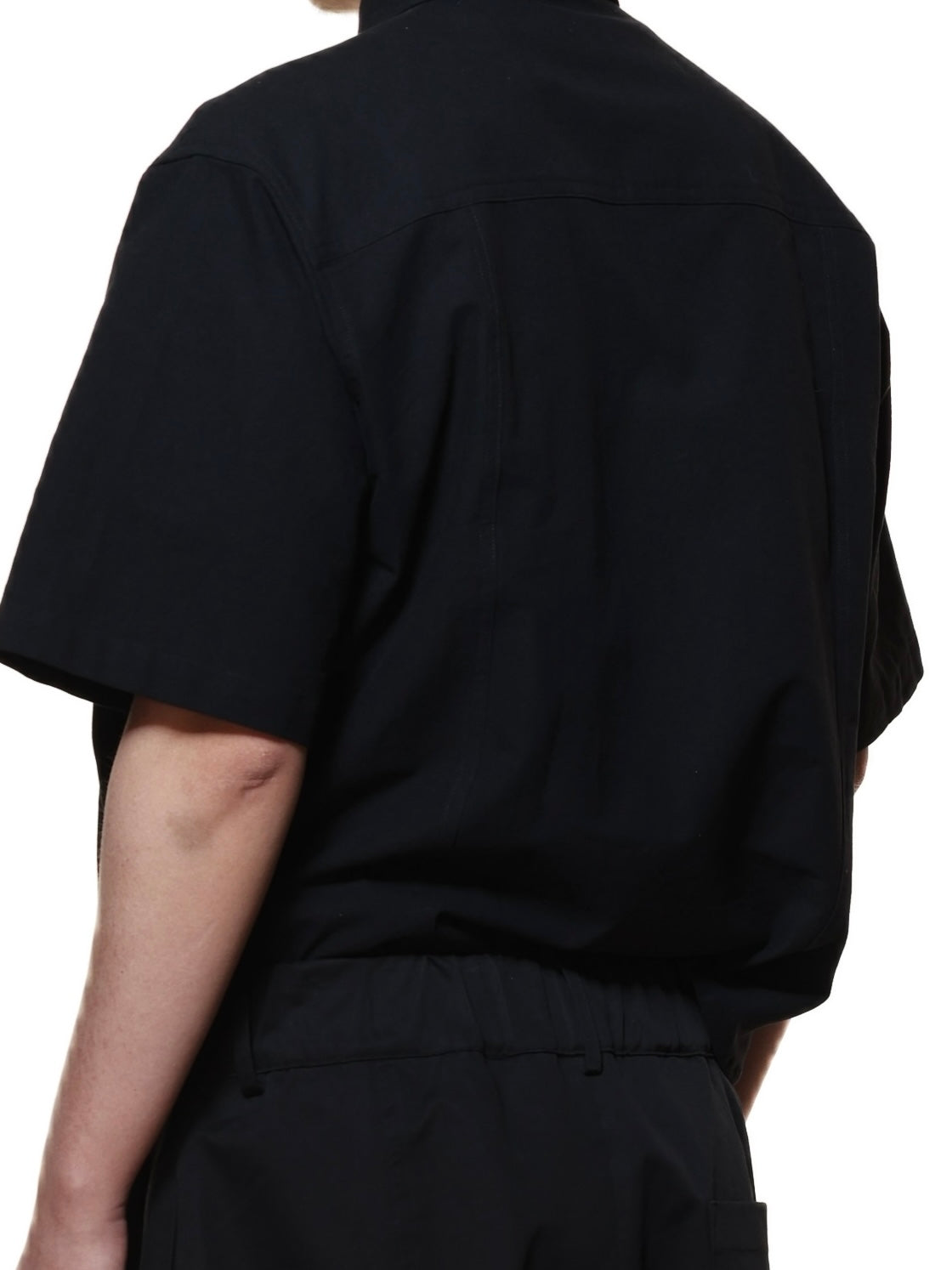 6cRAyon PLEATED BLACK OXFORD SHIRT