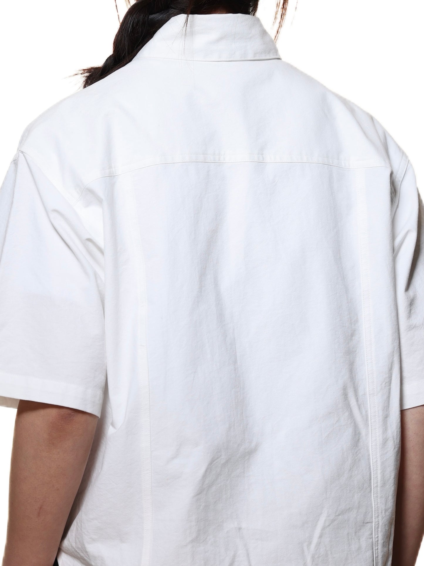 6cRAyon PLEATED WHITE OXFORD SHIRT