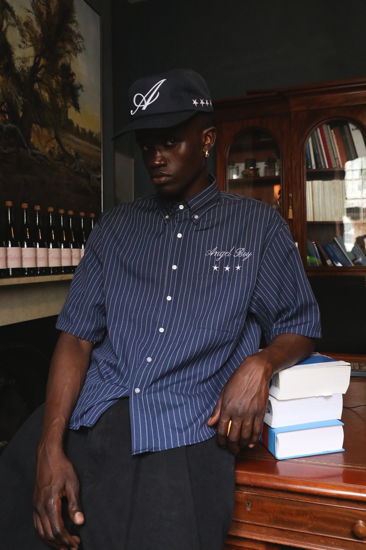 ANGEL BOY NAVY PINSTRIPE SHIRT