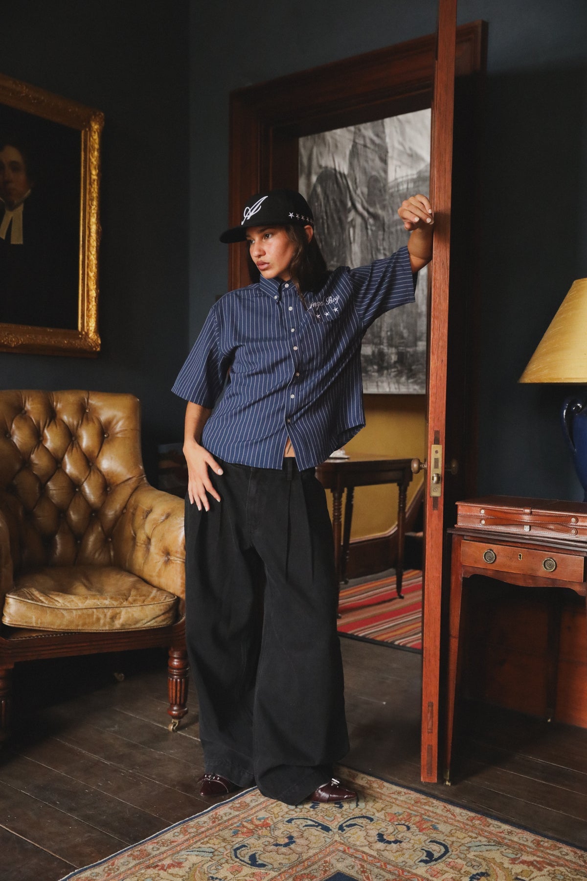 ANGEL BOY NAVY PINSTRIPE SHIRT