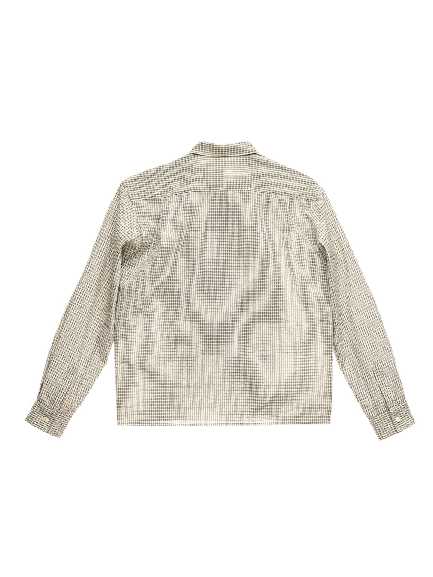 6cRAyon Retro Off-White Plaid Cotton Peplum Blouse