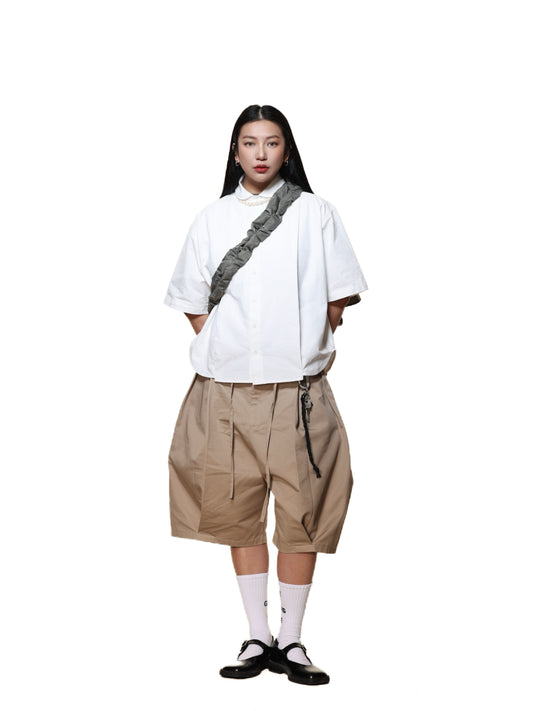 6cRAyon KHAKI DOUBLE SHORTS