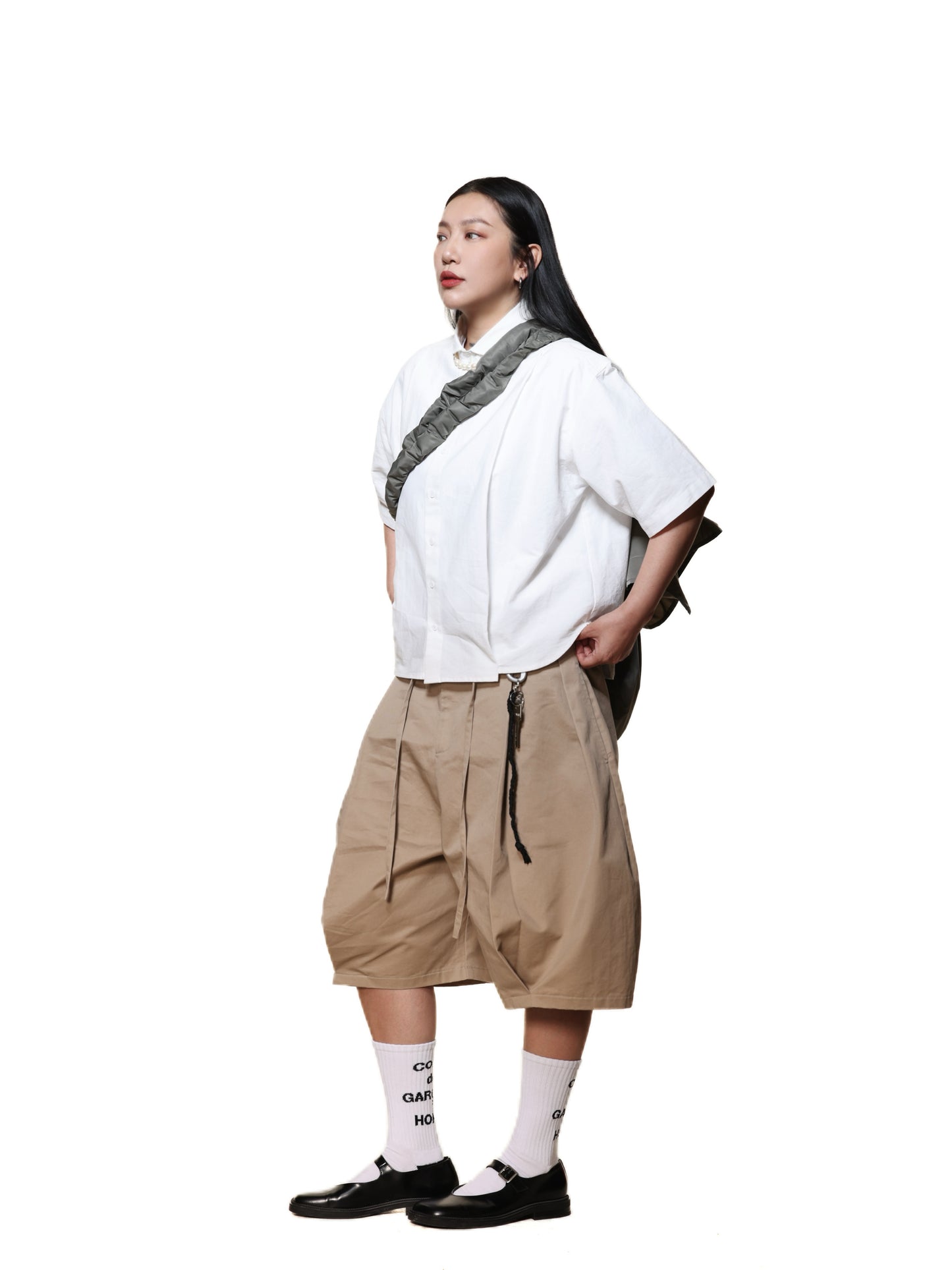 6cRAyon KHAKI DOUBLE SHORTS