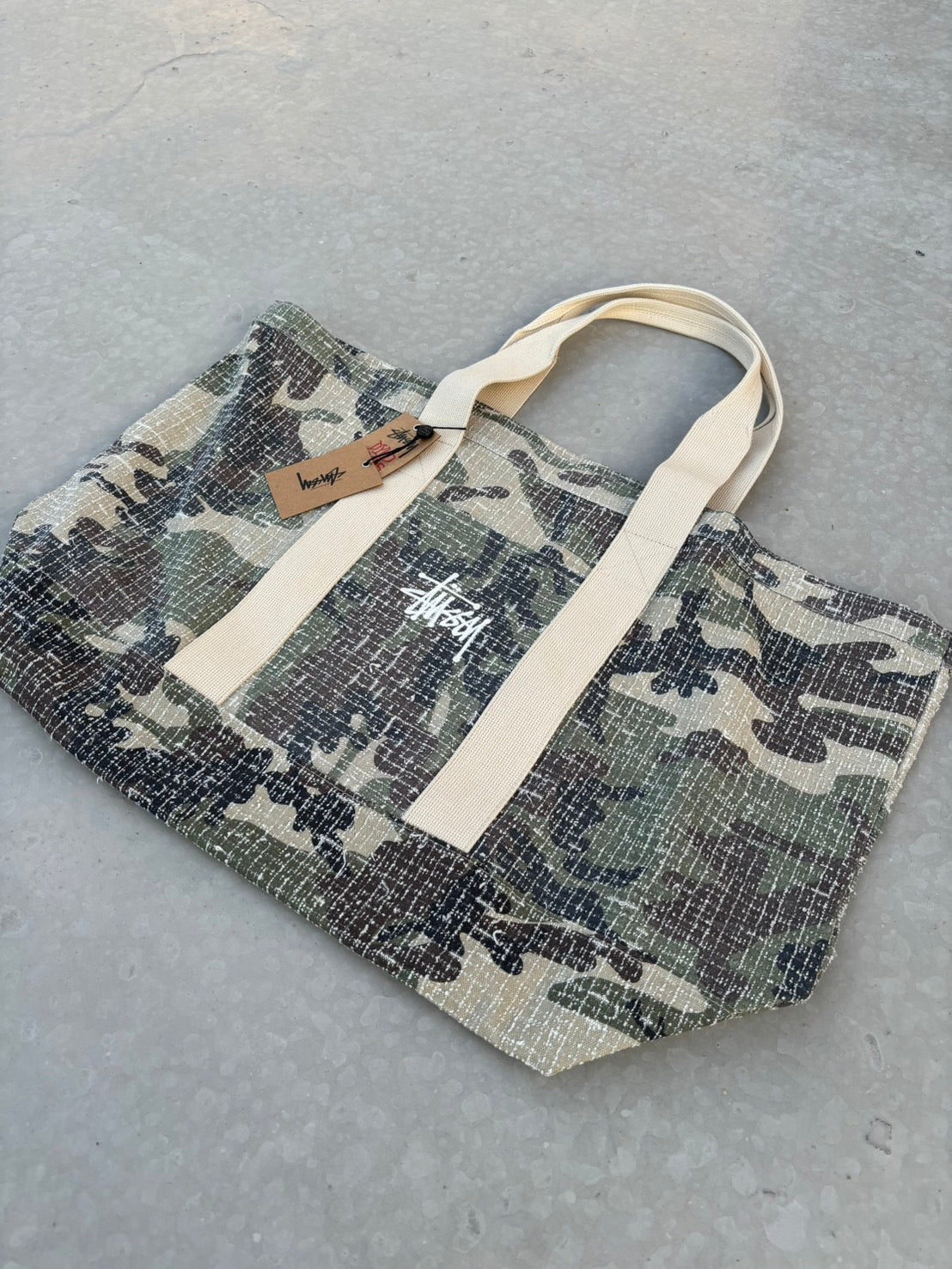 Stüssy Needle Punch XL Tote Bag CAMO