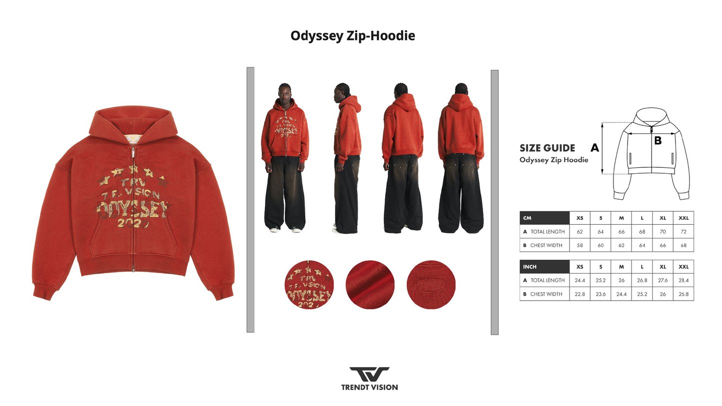TRENDT VISION 【C.3】Odyssey Zip-Hoodie Red