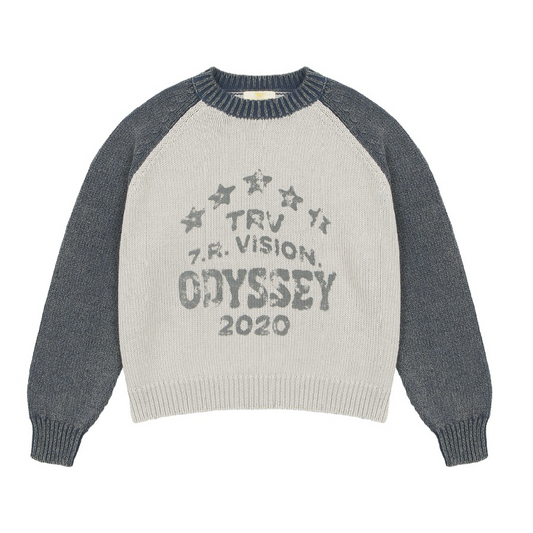 TRENDT VISION 【C.2】Raglan Knit Sweater Blue Grey